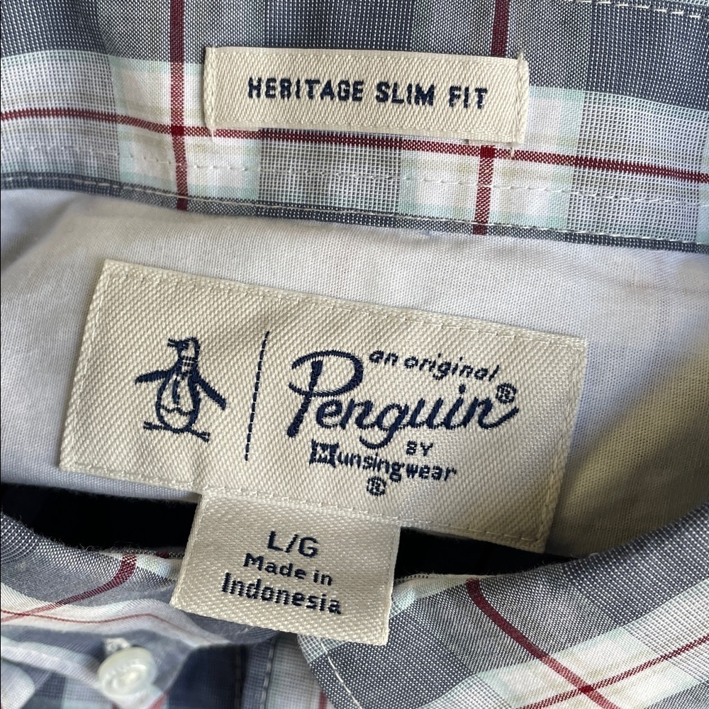 Original Penguin Blue and White Checkered Shirt - Picture 4 of 6